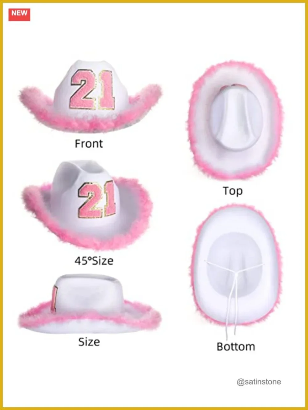Pink Cowgirl Hat with 21 Emblem - 21st Birthday Outfit